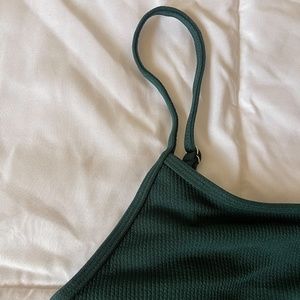 Green Ribbed One Piece Swimsuit